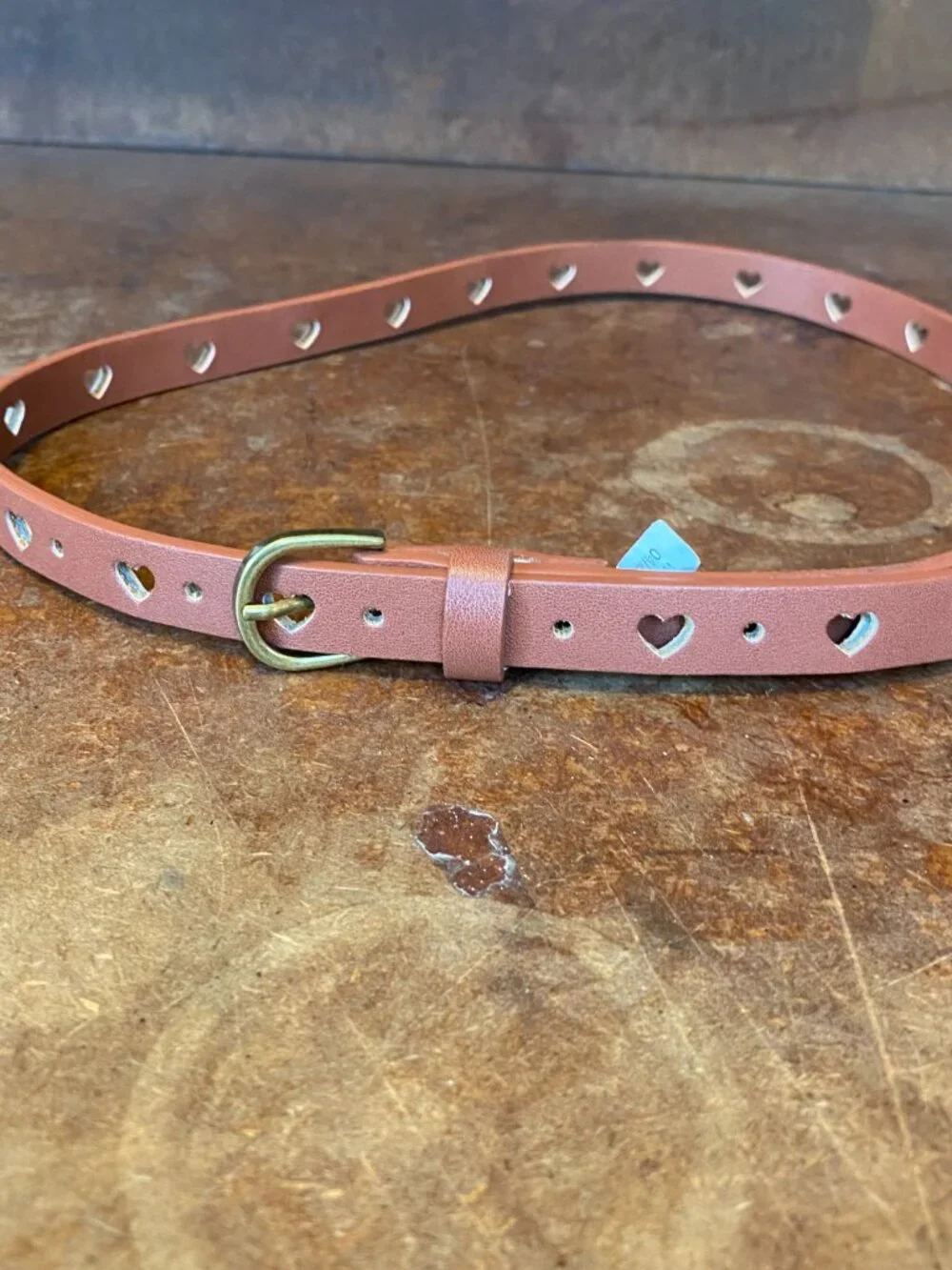 2022 Gap Cozy Brown Heart Thin Skinny Belt Medium